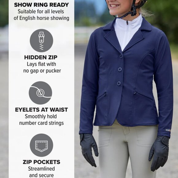 Kerrits Kids Competitor Koat Size 40 – Navy Show Coat, NWOT, Equestrian Essentia - Picture 13 of 16